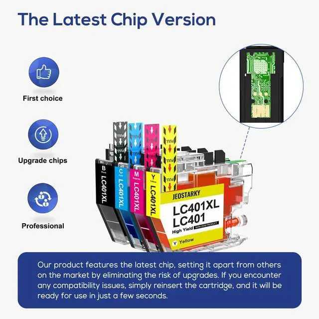 Alt view image 3 of 7 - LC401XL Ink Cartridges Compatible for Brother Ink Cartridges LC401 LC401XL for Brother MFC-J1010DW MFC-J1012DW MFC-J1170DW MFC-J1800DW Printer Ink (Black Cyan Magenta Yellow, 4 Pack)