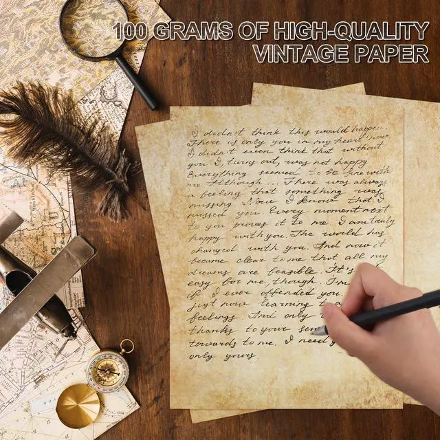 Alt view image 6 of 7 - 70PCS Vintage Paper 8.5 x 11 in Parchment paper for Writing Letter writing Paper, Decorative Printer Paper for Invitation, Letter, Resume, Award, Diploma, Art, Craft, Certificate Antique