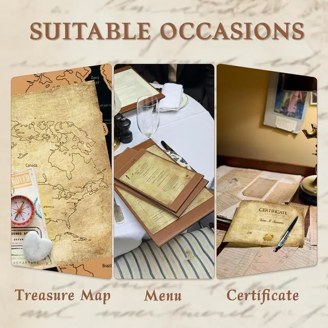 Alt view image 6 of 7 - Vintage Stationery Paper, Parchment Printer Paper 8.5 x 11, 100 Sheets Aged Stationery for Letter Writing, Certificates, Diplomas, Resumes, Crafts100 GSM
