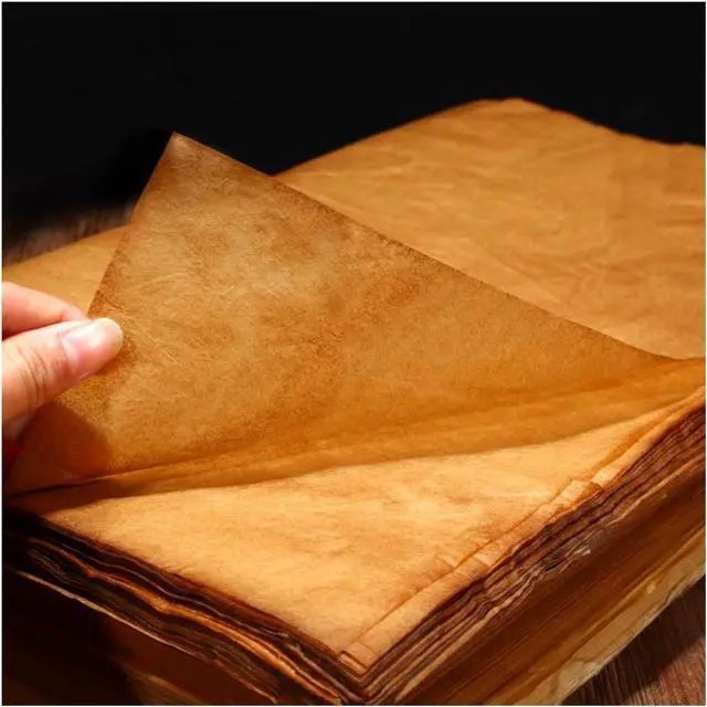 Main image of 100 Sheets Gampi Rice Paper, 13.8x16.5, Handmade Antique Translucent Art Paper, Thin Yet Strong Fiber for Chinese Calligraphy, Painting, Decoupage, Collage and Junk Journaling