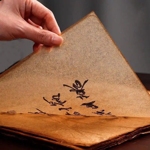 Alt view image 6 of 7 - 100 Sheets Gampi Rice Paper, 13.8x16.5, Handmade Antique Translucent Art Paper, Thin Yet Strong Fiber for Chinese Calligraphy, Painting, Decoupage, Collage and Junk Journaling