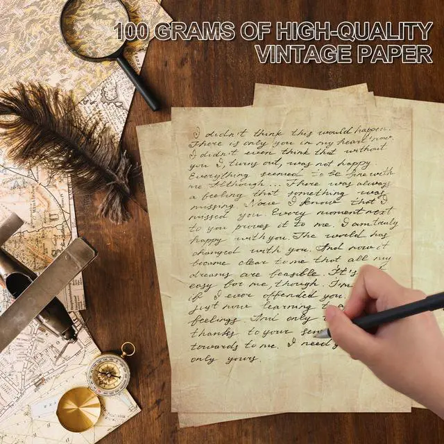 Alt view image 6 of 7 - 70PCS Vintage Paper 8.5 x 11 in Parchment Paper for Writing Letter writing paper, Decorative Printer Paper for Invitation, Letter, Resume, Award, Diploma, Art, Craft, Certificate Antique Paper
