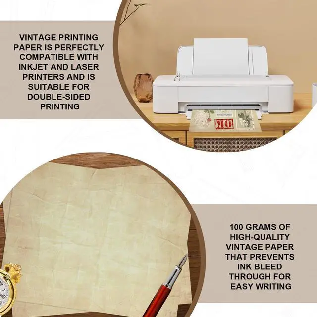 Alt view image 4 of 7 - 70PCS Vintage Paper 8.5 x 11 in Parchment Paper for Writing Letter writing paper, Decorative Printer Paper for Invitation, Letter, Resume, Award, Diploma, Art, Craft, Certificate Antique Paper