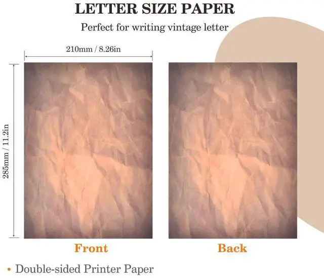 Alt view image 2 of 7 - 48 Sheets Antique Paper - Classic Aged Vintage Paper - Old Looking Writing Letter Scrapbook Paper,Decorative Printer Paper for Invitation Art Craft Certificate A4