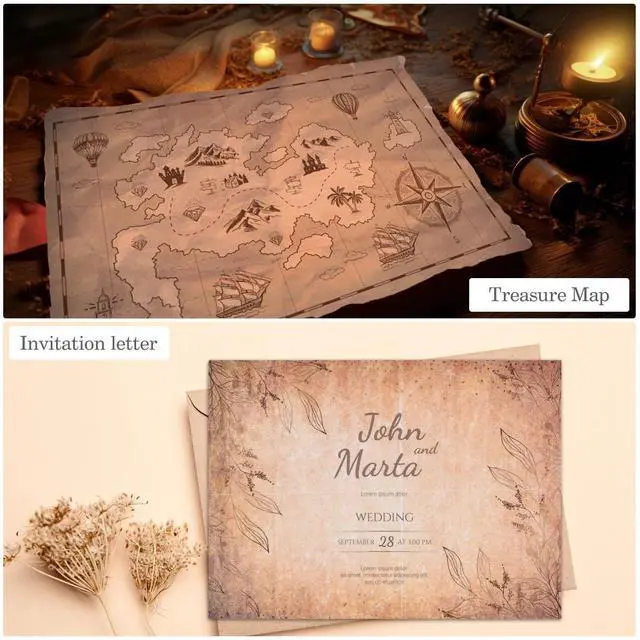 Alt view image 5 of 7 - 48 Sheets Antique Paper - Classic Aged Vintage Paper - Old Looking Writing Letter Scrapbook Paper,Decorative Printer Paper for Invitation Art Craft Certificate A4