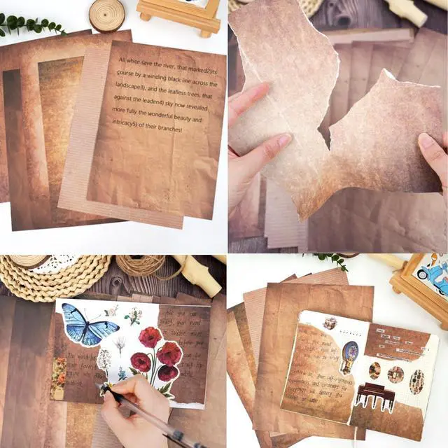 Alt view image 7 of 7 - 48 Sheets Antique Paper - Classic Aged Vintage Paper - Old Looking Writing Letter Scrapbook Paper,Decorative Printer Paper for Invitation Art Craft Certificate A4