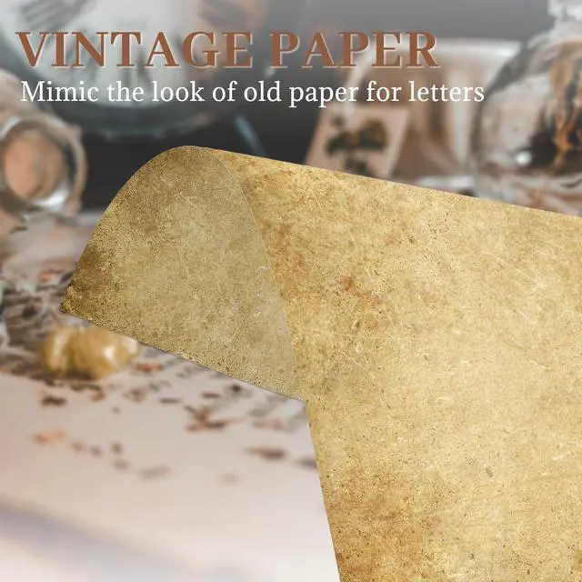 Alt view image 3 of 7 - 100 Sheets Vintage Paper, Parchment Paper for Printing, Aged Stationery for Letter Writing, Certificates, Scrapbook, Resumes, Crafts100 GSM