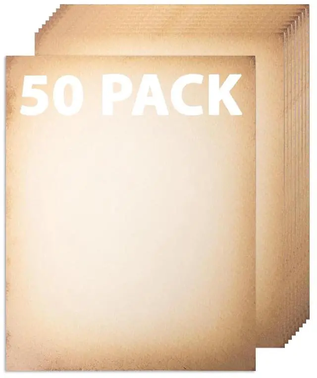 Main image of 50 Pack Classic Aged Paper | Vintage Stationary Paper | Use for Creating Timeless Writing, Drawing, Sketches, Painting Projects | Ink Jet and Laser Printer Friendly | 8.5 x 11 Inches 50 Sheets