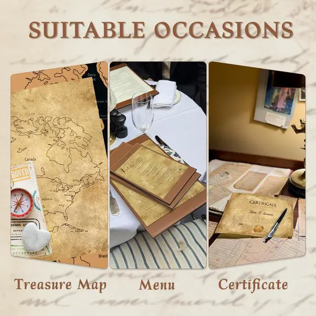 Alt view image 6 of 7 - Vintage Paper Parchment Paper for Writing, 100 Sheets Old Looking Stationery Paper for Certificates, Scrapbook, Resumes, Crafts100 GSM