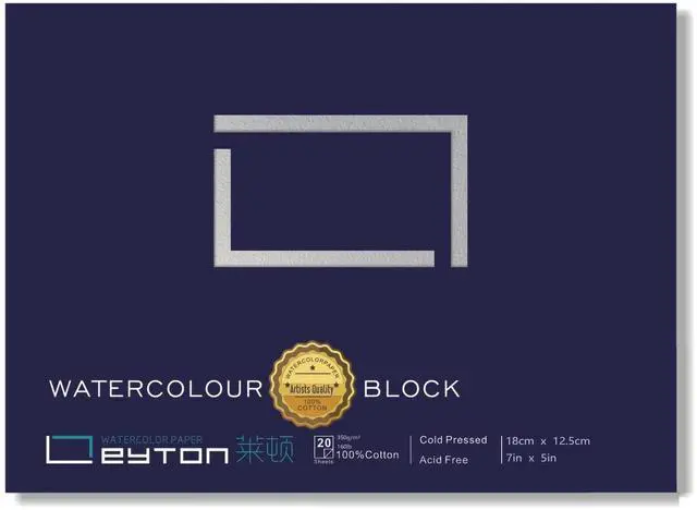 Main image of Non-Warping 100% Cotton Watercolor Paper Block - 20 Sheets of 160lb/350gsm Cold Press Water Color Art Supplies for Wet, Dry, and Mixed Media Painting, for Watercolor, Gouache, Acrylic (7 x 5'')