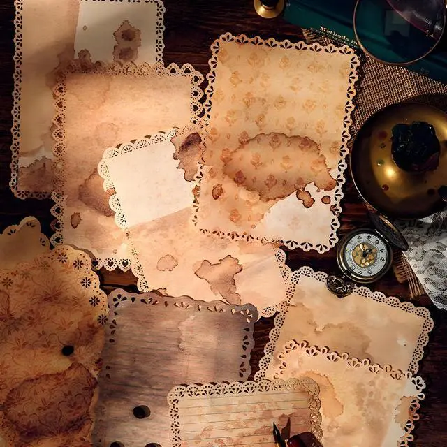 Alt view image 7 of 7 - Vintage Lace-Edged Scrapbook Paper Set - 60 Sheets Retro Paper 4.9x6.9 Inch Shabby Chic Stationery for Journals, Letter Writing Scrapbooking, Planner Bullet Junk, Collage & DIY Gifts