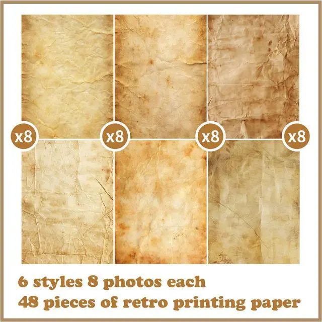 Alt view image 2 of 5 - Vintage Printer Paper A4:Parchment Writing Stationary Papers 48 Sheets,Old Age Printer Papers,Vintage Antique Paper,Retro Painted Border Letterhead,Double-Sided 8.2×11inch.