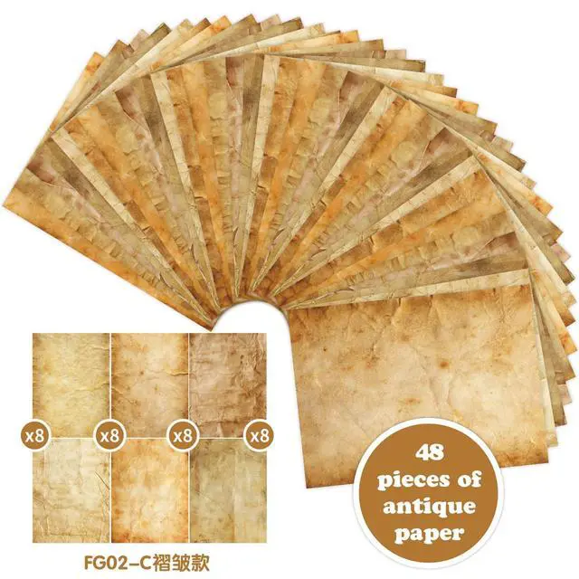 Alt view image 3 of 5 - Vintage Printer Paper A4:Parchment Writing Stationary Papers 48 Sheets,Old Age Printer Papers,Vintage Antique Paper,Retro Painted Border Letterhead,Double-Sided 8.2×11inch.