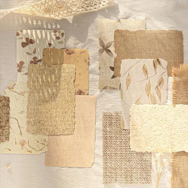 Alt view image 7 of 7 - 84 Sheets Small Textured Scrapbook Paper and 3D Embossed Collage Paper, Handmade Leaf Fiber Deckled Edge Paper for Junk Journal Supplies, Mixed Media, Card Making, DIY Craft Art