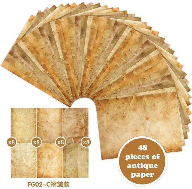 Alt view image 2 of 6 - 100GSM Vintage Parchment Printer Paper Set - 48 Sheets Antique A4, 8.3 x 11.2 inches, Double-sided Aged Look for Writing, Crafting, Scrapbooking, Invitations, Certificates, Artistic Projects