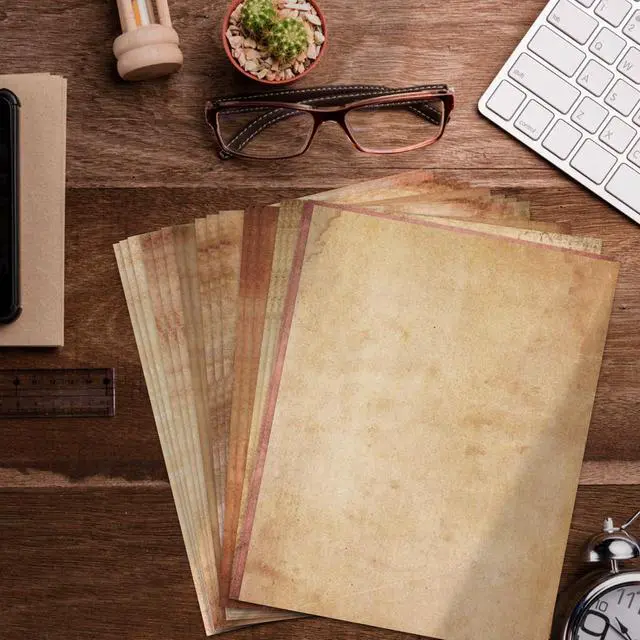 Alt view image 7 of 7 - 64 Sheets Vintage Paper, 8.5 X 11 Letter Size, Aged Antique Paper for Writing, Double-sided Decorative Printer Paper for Invites, Diploma, Art, Craft, Resume
