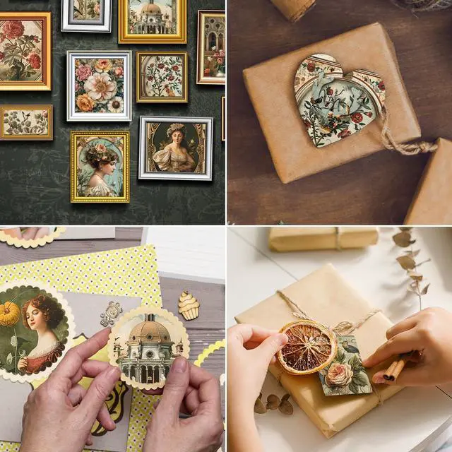 Alt view image 6 of 7 - 48 Sheets Vintage Baroque Scrapbook Paper,Vintage Pattern Decorative Scrapbook for Junk Journals DIY Cards and Photo Albums, Aesthetic Craft Supplies