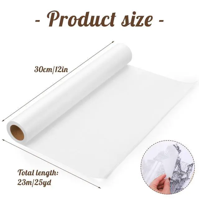 Alt view image 2 of 7 - Tracing Paper Roll 12in x 25yd, White Trace Paper Pattern Paper Translucent Tracing Paper for Sewing, Drawing, Sketching, Gift Wrapping