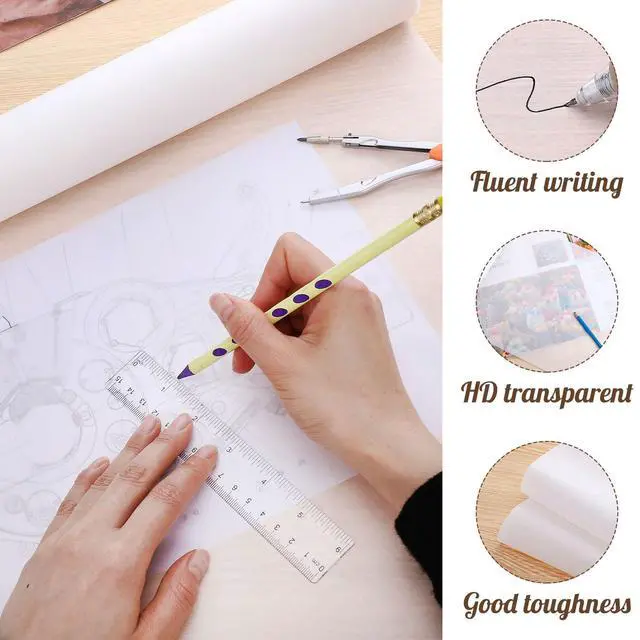 Alt view image 3 of 7 - Tracing Paper Roll 12in x 25yd, White Trace Paper Pattern Paper Translucent Tracing Paper for Sewing, Drawing, Sketching, Gift Wrapping