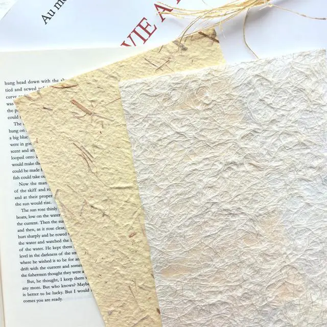 Alt view image 4 of 7 - 10 Desingns Handmade Textured Paper, 8.2"x5.9" Thick Mulberry Paper with Real Botanical, Multicolor Embossed Craft Sheets for Card Making, Scrapbooking, Junk journal, Invitations, Watercolor, Printing