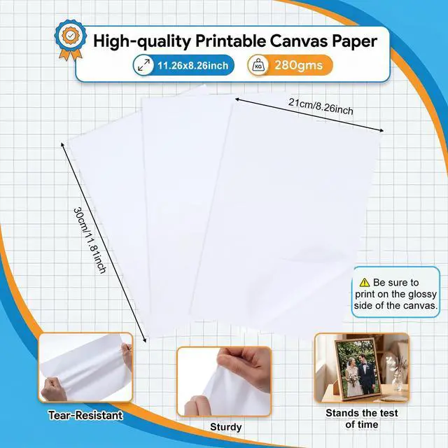 Alt view image 2 of 7 - 10pcs Printable Fabric Sheets For Inkjet Printers - 8.5x11" Bright White 280gsm Printable Fabric Sheets - Iron On Printer Paper For Fabrics Resistant Photo Art Sketch Printing Media
