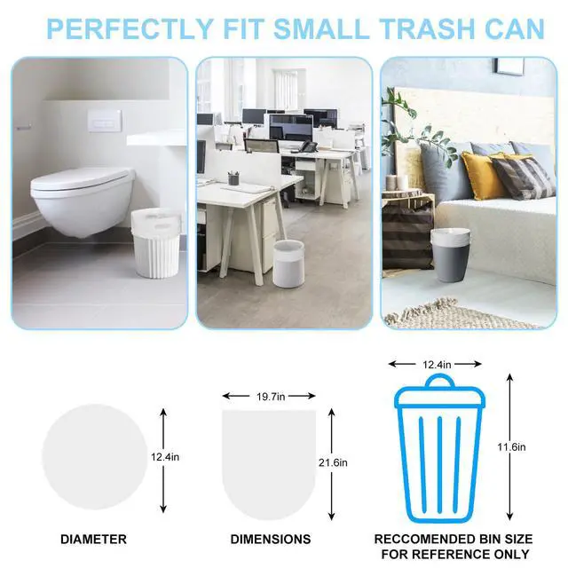Alt view image 7 of 7 - Small Trash Bags Bathroom Garbage Bags 4 Gallon, 15-20 Liter White Mini Trash Bags, Office Waste Basket Liners Compostable Plant Based Bin Bags, 200 Count
