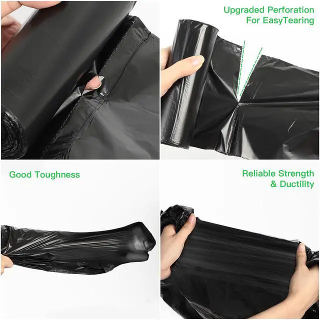 Alt view image 4 of 7 - 4 Gallon Small Bathroom Black Trash-Bags - Compostable Mini Garbage Bags 100 Count Biodegradable Little Waste Basket Kitchen Office Car Unscented Tiny Liners Strong Thick Inwaysin