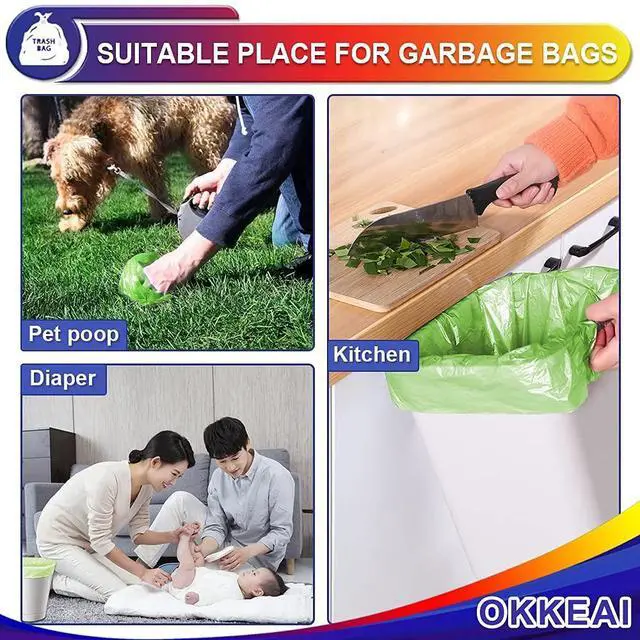 Alt view image 5 of 7 - 3 Gallon Small Trash Bags 100 Counts Small Trash Can Liners Garbage Bags Mini 10L Wastebasket Bin Liners Bags for Bathroom Kitchen Bedroom Living Room Office,Green