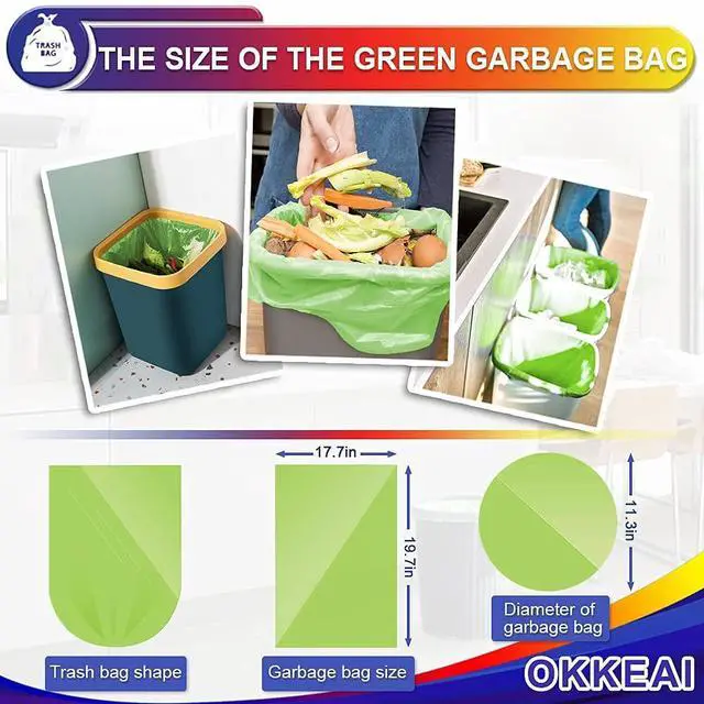 Alt view image 2 of 7 - 3 Gallon Small Trash Bags 100 Counts Small Trash Can Liners Garbage Bags Mini 10L Wastebasket Bin Liners Bags for Bathroom Kitchen Bedroom Living Room Office,Green