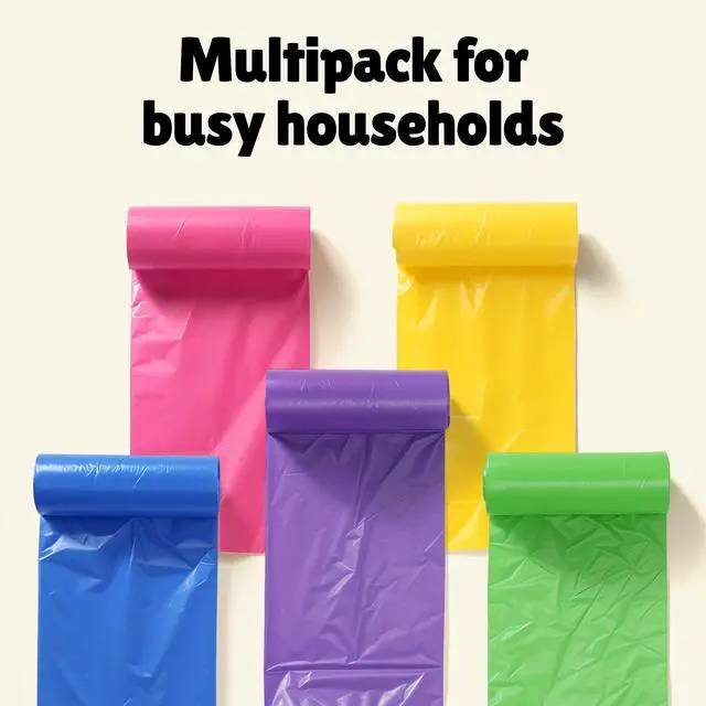 Alt view image 6 of 6 - Small Trash Bags for Bathroom - 2.6 Gallon Garbage Bags Unscented,Extra Thick Strong Wastebasket Can Liners for Home Office Bedroom,150 Bags Multi Colored
