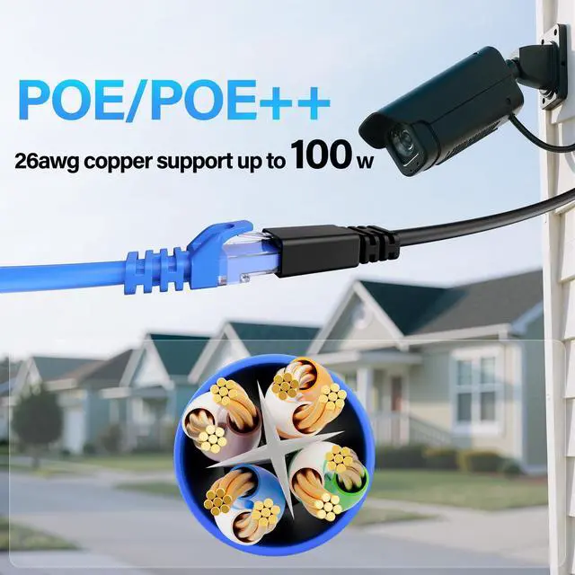 Alt view image 6 of 7 - Cat6 Ethernet Cable 10Gbps 10 ft (10 Pack), UTP Ethernet Cable Cat 6, Flexible Bare Copper Cat6 Cable, Cat 6 Network Cable for Server, Data Center, Blue