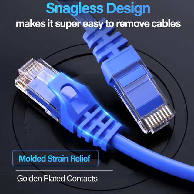 Alt view image 7 of 7 - Cat6 Ethernet Cable 10Gbps 10 ft (10 Pack), UTP Ethernet Cable Cat 6, Flexible Bare Copper Cat6 Cable, Cat 6 Network Cable for Server, Data Center, Blue