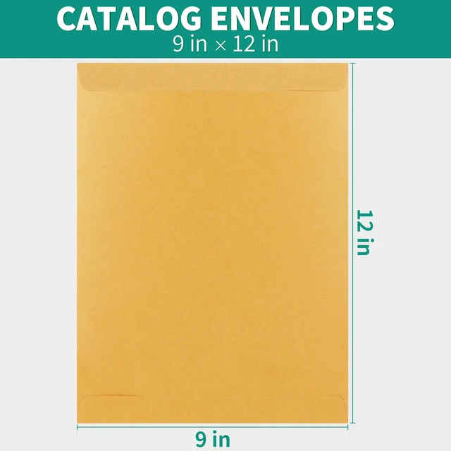 Alt view image 2 of 6 - 9x12 Catalog Mailing Envelopes - 100 Count, Self Seal Stay Flat Brown Kraft Envelopes, Heavy Duty Shipping Mailers for Documents, Photos & Letters, Peel & Seal Closure