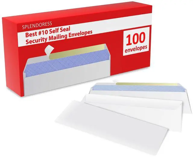 Alt view image 2 of 7 - #10 Envelopes Letter Size Self Seal | 100 Business Mailing Security Peel and Sealing Envelope | 100% Tinted | no 10 White Windowless Legal Regular Plain Envelops Pack | 4-1/8 x 9-1/2 Inches | 24 LB