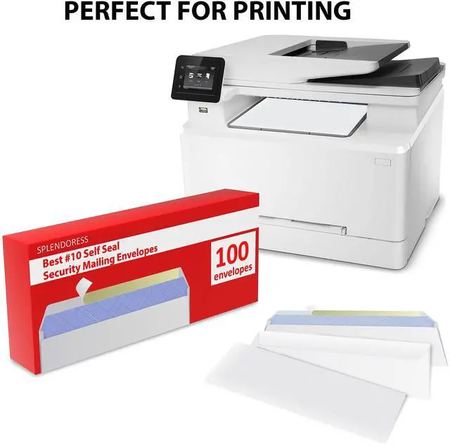 Alt view image 3 of 7 - #10 Envelopes Letter Size Self Seal | 100 Business Mailing Security Peel and Sealing Envelope | 100% Tinted | no 10 White Windowless Legal Regular Plain Envelops Pack | 4-1/8 x 9-1/2 Inches | 24 LB