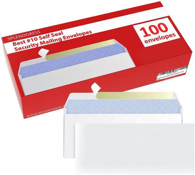 Alt view image 5 of 7 - #10 Envelopes Letter Size Self Seal | 100 Business Mailing Security Peel and Sealing Envelope | 100% Tinted | no 10 White Windowless Legal Regular Plain Envelops Pack | 4-1/8 x 9-1/2 Inches | 24 LB