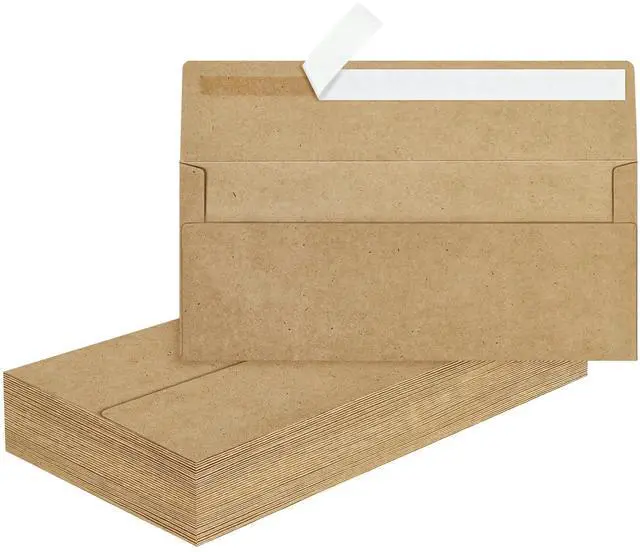 Main image of 50Pcs #10 Kraft Envelopes Letter Size Windowless Self Seal Security | Premium Brown Kraft Business Envelopes for Office,Wedding,Invoices,Checks,4-1/8 x 9-1/2 Inches