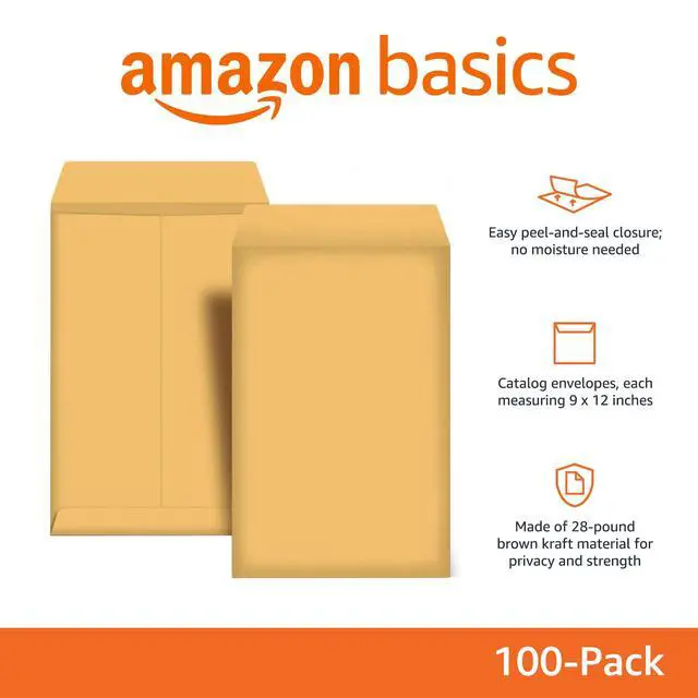 Alt view image 2 of 7 - Catalog Mailing Envelopes, Peel and Seal, 9" x 12", Brown Kraft, 100-Pack