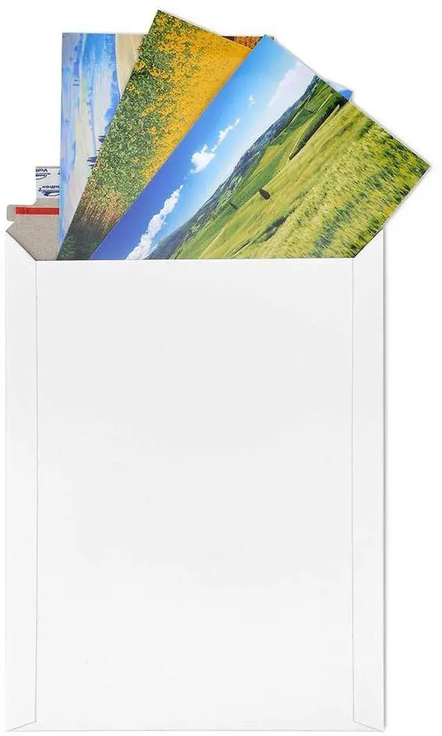 Alt view image 3 of 7 - 9x11.5 Self Seal Photo Document Mailers 25 Pack Stay Flat White Cardboard Envelopes, 9.25 x 11.75 Inches