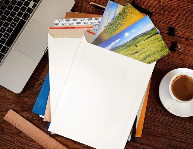 Alt view image 5 of 7 - 9x11.5 Self Seal Photo Document Mailers 25 Pack Stay Flat White Cardboard Envelopes, 9.25 x 11.75 Inches