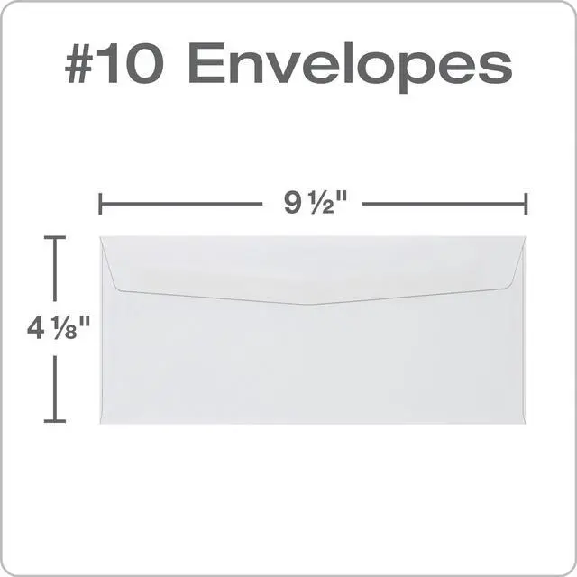 Alt view image 4 of 7 - #10 Envelopes, Letter Size White Mailing Envelopes, 4-1/8x9-1/2 Inch, No Window Business-Envelopes, Gummed Closure, 500/Box (QUA90020) (Pack of 5)