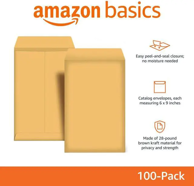 Alt view image 2 of 7 - Self Seal Catalog Envelopes for Business Mailing, Peel and Seal, 6" x 9", Brown Kraft, 100-Pack