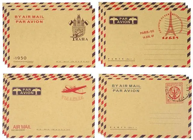 Main image of 40PCS 11x16.2cm/4.33x6.38inch AirMail Vintage Kraft Paper Envelopes for Postcards, Letters, Notes, Weddings, Parties, Holiday, Banquets, Showers, Birthday, Anniversary, etc