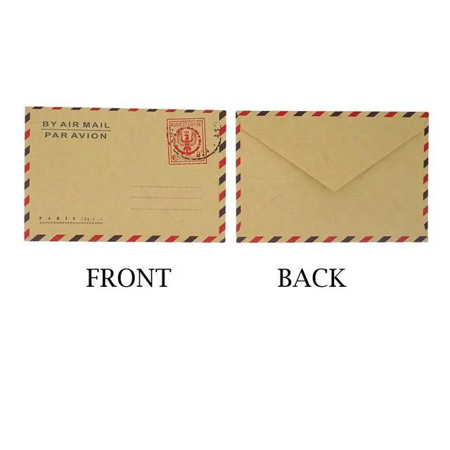 Alt view image 4 of 6 - 40PCS 11x16.2cm/4.33x6.38inch AirMail Vintage Kraft Paper Envelopes for Postcards, Letters, Notes, Weddings, Parties, Holiday, Banquets, Showers, Birthday, Anniversary, etc