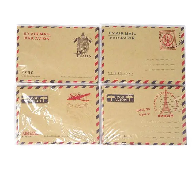 Alt view image 3 of 6 - 40PCS 11x16.2cm/4.33x6.38inch AirMail Vintage Kraft Paper Envelopes for Postcards, Letters, Notes, Weddings, Parties, Holiday, Banquets, Showers, Birthday, Anniversary, etc