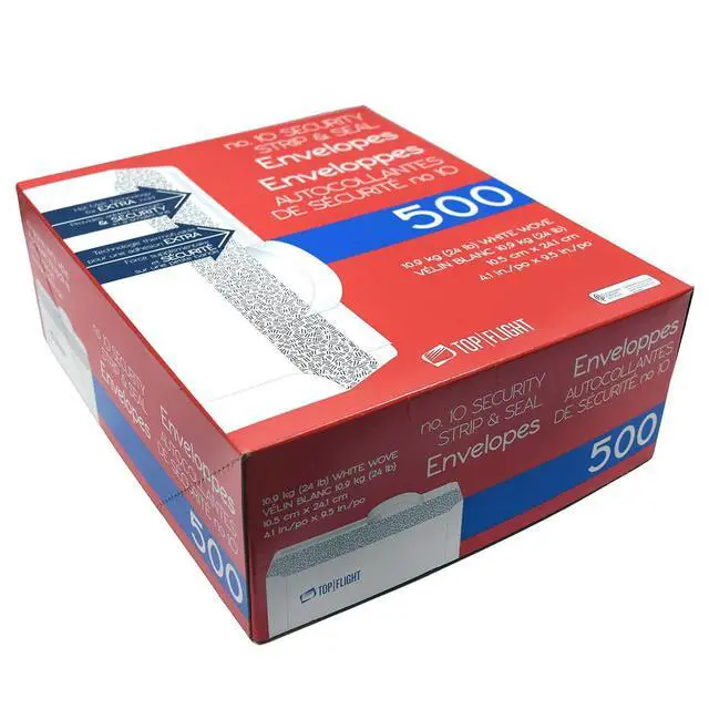 Alt view image 2 of 3 - PSTF10NWT #10 Envelopes, Strip & Seal, Security Tinted, White Paper, 24 lb, 500 Count