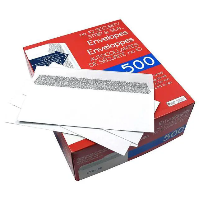 Alt view image 3 of 3 - PSTF10NWT #10 Envelopes, Strip & Seal, Security Tinted, White Paper, 24 lb, 500 Count