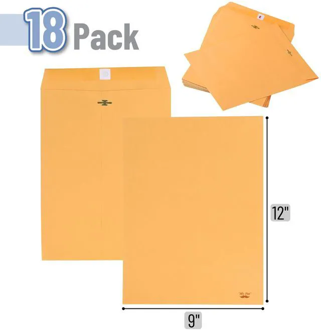 Alt view image 2 of 6 - Clasp Envelopes, 18 Pack, 9x12 Inches, Brown Kraft | Mailing Envelope with Gummed Flaps for Filing, Storing, Mailing Documents, Office Supplies and Organizing