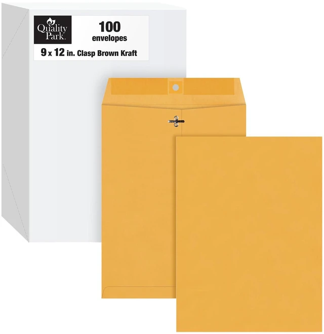 Main image of 9 x 12 Clasp Envelopes with Deeply Gummed Flaps, Great for Filing, Storing or Mailing Documents, 28 lb Brown Kraft, 100 per Box (QUA37890)