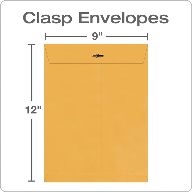 Alt view image 3 of 7 - 9 x 12 Clasp Envelopes with Deeply Gummed Flaps, Great for Filing, Storing or Mailing Documents, 28 lb Brown Kraft, 100 per Box (QUA37890)